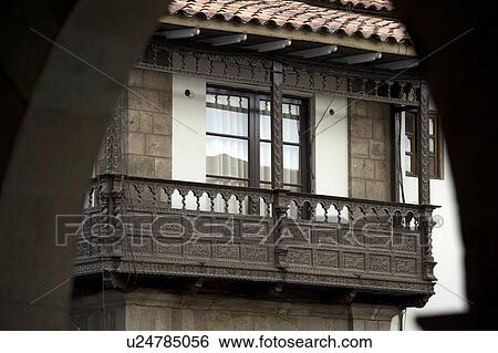 Stock Photograph - Balcony of a house, Cuzco, Peru. Fotosearch