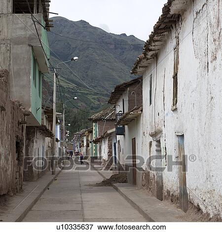 Buildings along a street, Sacred Valley, Cusco Region, Peru View Large Photo Image Stock Photo - Buildings along a street, Sacred Valley, Cusco Region, Peru. Fotosearch