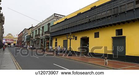 Stock Photo - Buildings in the Historic Centre of Lima, Lima, Peru. Fotosearch