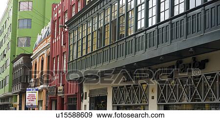 Stock Photo - Buildings in the Historic Centre of Lima, Lima, Peru. Fotosearch