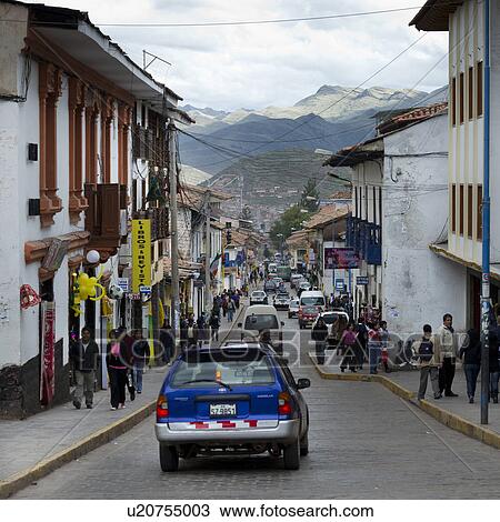 Cars and people on a narrow street, Sacred Valley, Cusco Region, Peru View Large Photo Image Stock Image - Cars and people on a narrow street, Sacred Valley, Cusco Region, Peru. Fotosearch