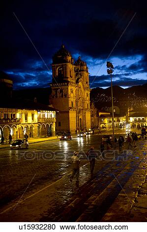 Cathedral lit up at night, Church De La Compania De Jesus, Plaza de Armas, Cuzco, Peru View Large Photo Image Stock Image - Cathedral lit up at night, Church De La Compania De Jesus, Plaza de Armas, Cuzco, Peru. Fotosearch