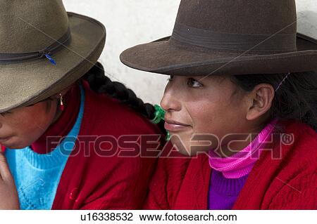 Stock Image - Close-up of a woman smiling, Mercado Central, Cuzco, Peru. Fotosearch