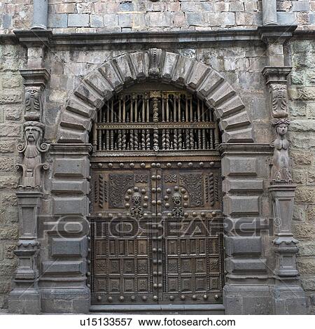 Stock Photo - Closed door of a building, Sacred Valley, Cusco Region, Peru. Fotosearch