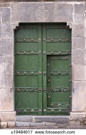 Stock Photo - Details of a door in Plaza De Las Nazarenas, Cuzco, Peru. Fotosearch