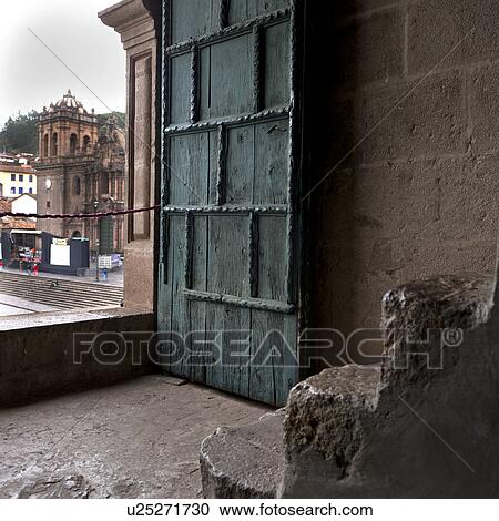 Stock Image - Door of Templo De La Compania De Jesus, Plaza de Armas, Cuzco, Peru. Fotosearch