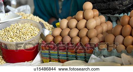 Picture - Eggs for sale at a store, Sacred Valley, Cusco Region, Peru. Fotosearch