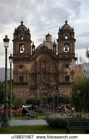Facade of a cathedral, Church De La Compania De Jesus, Plaza de Armas, Cuzco, Peru View Large Photo Image Stock Photo - Facade of a cathedral, Church De La Compania De Jesus, Plaza de Armas, Cuzco, Peru. Fotosearch