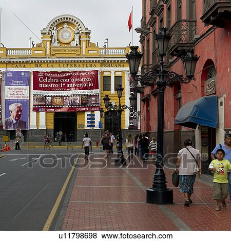 Stock Photo - Facade of Casa De La Literatura Peruana, Historic Centre of Lima, Lima, Peru. Fotosearch
