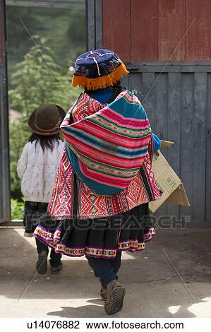 Stock Image - Girls in the schoolyard of Chumpepoke Primary School, Sacred Valley, Cusco Region, Peru. Fotosearch