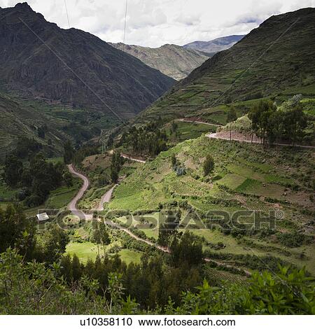 High angle view of terraced fields, Sacred Valley, Cusco Region, Peru View Large Photo Image Stock Image - High angle view of terraced fields, Sacred Valley, Cusco Region, Peru. Fotosearch