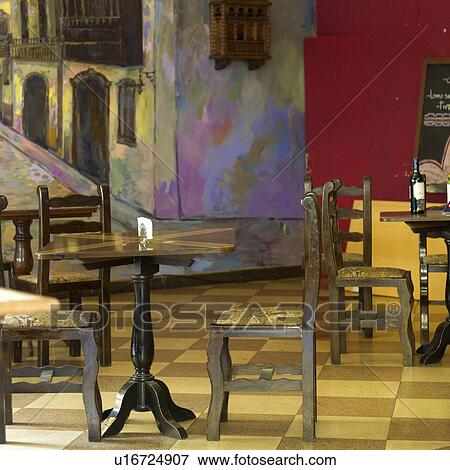 Stock Photo - Interiors of a restaurant, Historic Centre of Lima, Lima, Peru. Fotosearch