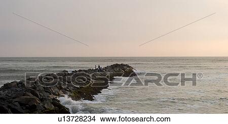 Picture - Jetty at ocean, Miraflores District, Lima Province, Peru. Fotosearch