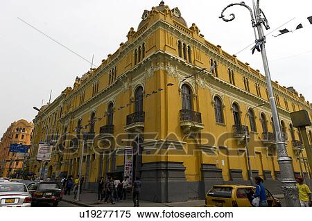 Stock Photography - Low angle view of a building, Historic Centre of Lima, Lima, Peru. Fotosearch