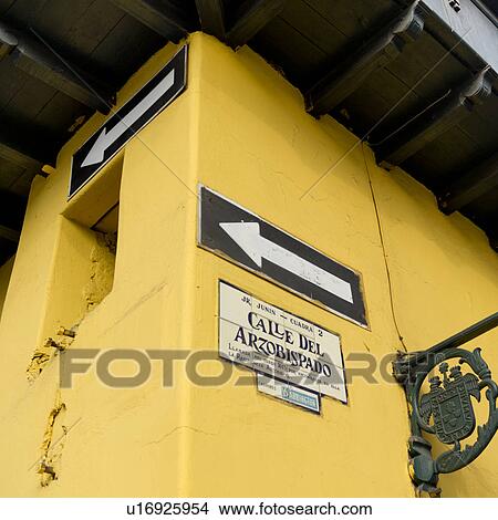 Low angle view of arrow signs, Plaza Mayor, Historic Centre of Lima, Lima, Peru View Large Photo Image Picture - Low angle view of arrow signs, Plaza Mayor, Historic Centre of Lima, Lima, Peru. Fotosearch