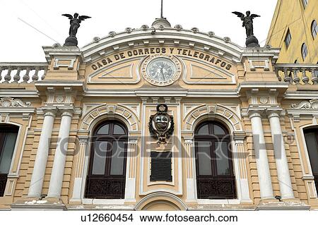 Low angle view of post office, Casa De Correos Y Telegrafos, Historic Centre of Lima, Lima, Peru View Large Photo Image Picture - Low angle view of post office, Casa De Correos Y Telegrafos, Historic Centre of Lima, Lima, Peru. Fotosearch