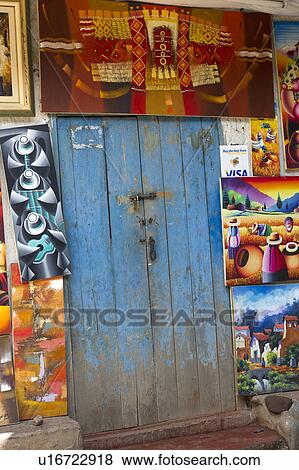 Paintings on wall with door in Barrio De San Blas, Cuzco, Peru View Large Photo Image Stock Photo - Paintings on wall with door in Barrio De San Blas, Cuzco, Peru. Fotosearch