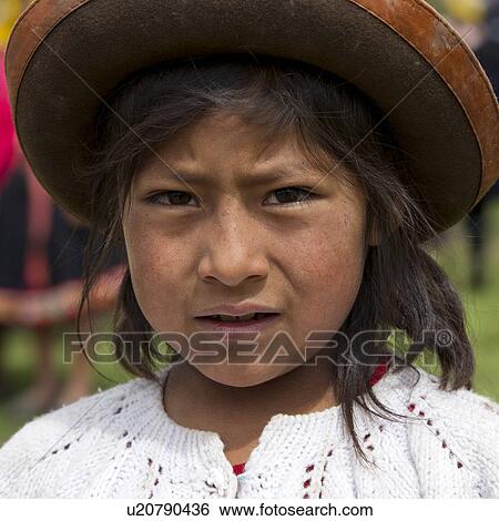 Portrait of a Quechua Indian girl at Chumpepoke Primary School, Poques, Sacred Valley, Cusco Region, Peru View Large Photo Image Stock Photograph - Portrait of a Quechua Indian girl at Chumpepoke Primary School, Poques, Sacred Valley, Cusco Region, Peru. Fotosearch