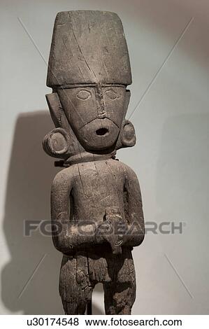 Stock Photo - Pre-Columbian Wooden statue in Museo de Arte Precolombino, Cuzco, Peru. Fotosearch