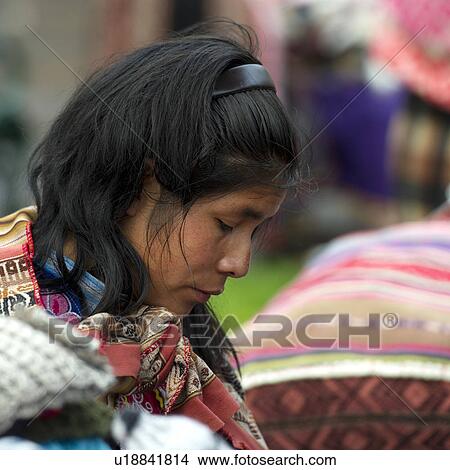 Profile of a Quechua woman thinking, Plaza Regocijo, Cuzco, Peru View Large Photo Image Picture - Profile of a Quechua woman thinking, Plaza Regocijo, Cuzco, Peru. Fotosearch