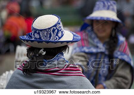 Stock Photo - Quechua women wearing hats, Plaza Regocijo, Cuzco, Peru. Fotosearch