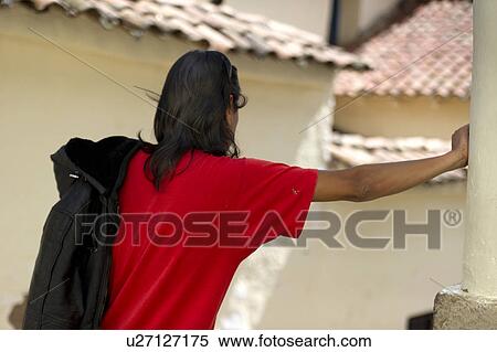 Rear view of a man, Barrio De San Blas, Cuzco, Peru View Large Photo Image Stock Photography - Rear view of a man, Barrio De San Blas, Cuzco, Peru. Fotosearch
