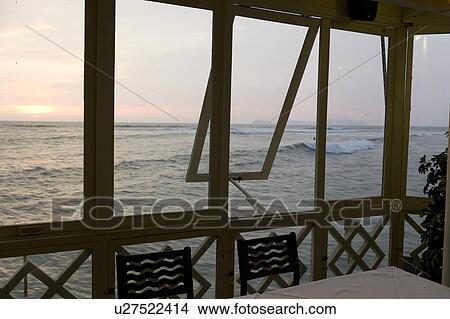 Picture - Restaurant at an ocean, La Rosa Nautica, Miraflores District, Lima Province, Peru. Fotosearch