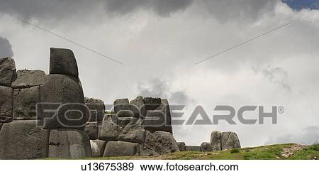 Stock Photo - Ruins of a fort, Sacsayhuaman, Sacred Valley, Cusco Region, Peru. Fotosearch