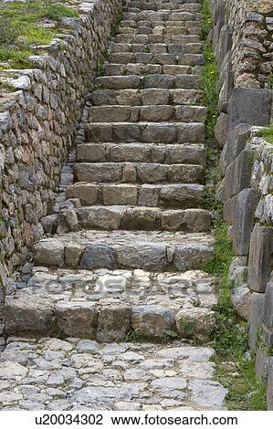 Stock Image - Ruins of a staircase at Sacsayhuaman, Cuzco, Peru. Fotosearch