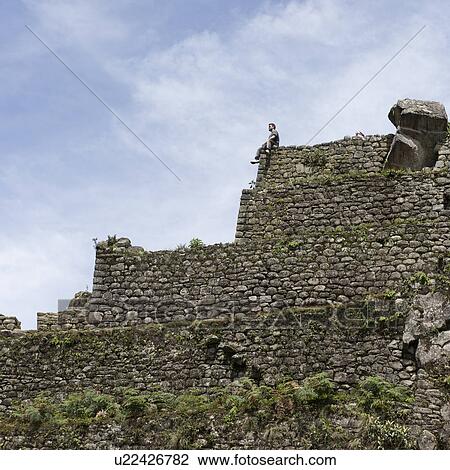 Stock Image - Ruins of The Lost City of The Incas, Mt Huayna Picchu, Machu Picchu, Cusco Region, Peru. Fotosearch