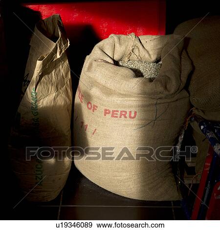 Sack of coffee beans in a store, Cuzco, Peru View Large Photo Image Stock Photo - Sack of coffee beans in a store, Cuzco, Peru. Fotosearch