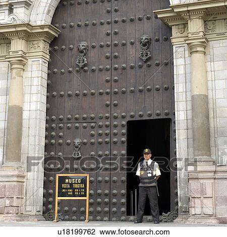Security guard standing in front of Cathedral Of Lima, Plaza Mayor, Historic Centre of Lima, Lima, Peru View Large Photo Image Stock Image - Security guard standing in front of Cathedral Of Lima, Plaza Mayor, Historic Centre of Lima, Lima, Peru. Fotosearch