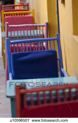 Stock Photo - Study chairs at a store, Pisac, Sacred Valley, Cusco Region, Peru. Fotosearch