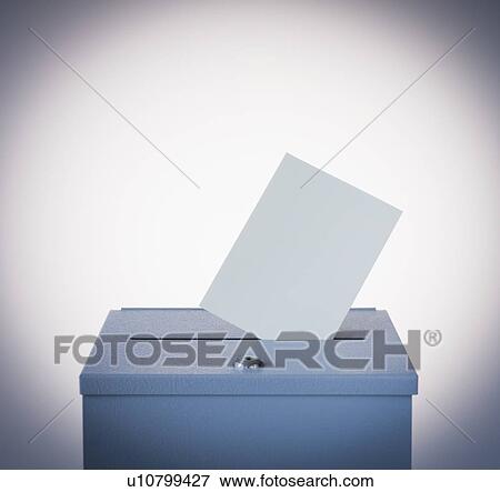 Stock Photo - Ballot box and blank paper, studio shot. Fotosearch
