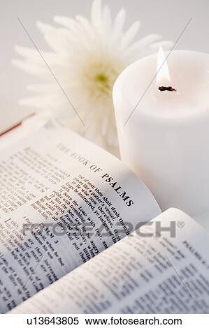 Bible Aster Et Bougie Banques De Photographies U Fotosearch