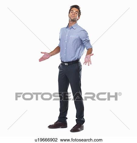 Business man standing with palms out View Large Photo Image Stock Image - Business man standing with palms out. Fotosearch