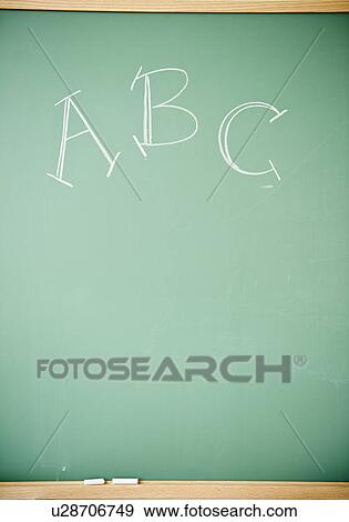 Stock Photo - Close up of blackboard with ABC letters. Fotosearch
