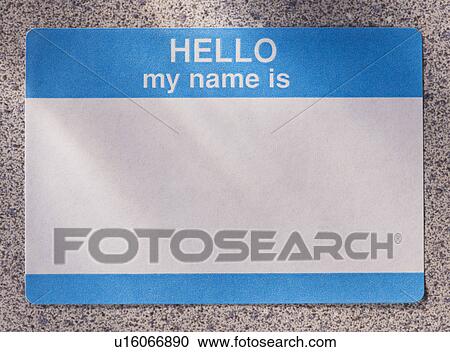 Stock Image - Close up of blank name tag. Fotosearch