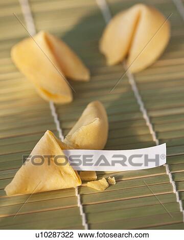 Stock Image - Close up of Chinese fortune cookies. Fotosearch