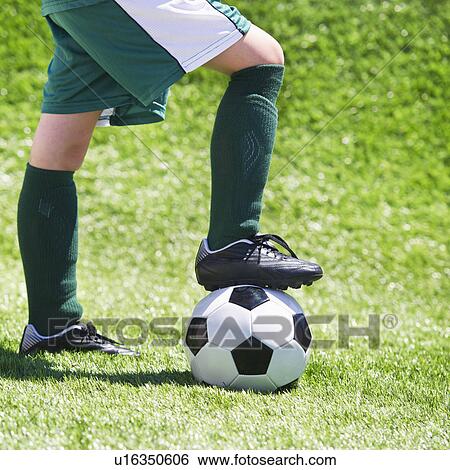 Close up of girl's (6-7) legs with soccer ball View Large Photo Image Stock Photograph - Close up of girl's (6-7) legs with soccer ball. Fotosearch