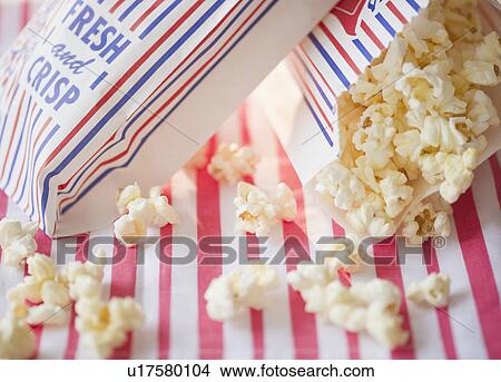 Close up of popcorn and paper bags View Large Photo Image Picture - Close up of popcorn and paper bags. Fotosearch