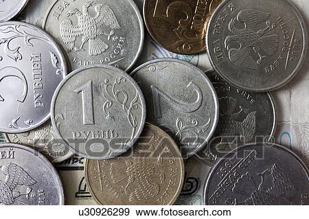 Stock Photo - Close-up of Russian coins. Fotosearch