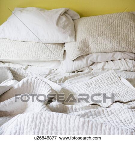 Close up of unmade bed View Large Photo Image Stock Photo - Close up of unmade bed. Fotosearch