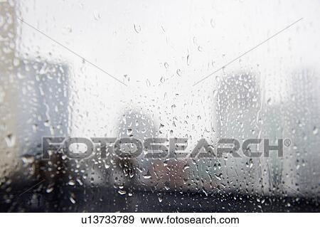 Stock Photo - Close up of window in rainy day. Fotosearch