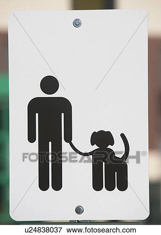 Stock Photo - Dog walking sign, Close-up. Fotosearch