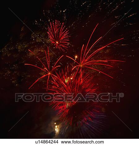Fireworks explosion against night sky View Large Photo Image Picture - Fireworks explosion against night sky. Fotosearch