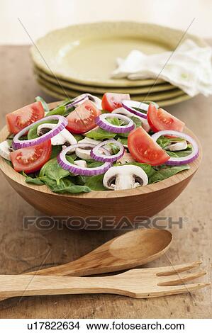 Fresh salad in bowl on table View Large Photo Image Picture - Fresh salad in bowl on table. Fotosearch