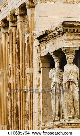 Picture - Greece, Athens, Acropolis, Caryatids on Erechtheum. Fotosearch