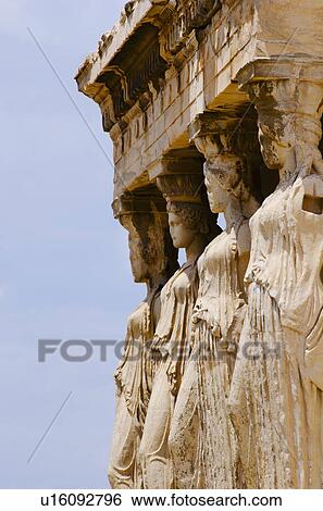 Stock Photograph - Greece, Athens, Acropolis, Caryatids on Erechtheum. Fotosearch