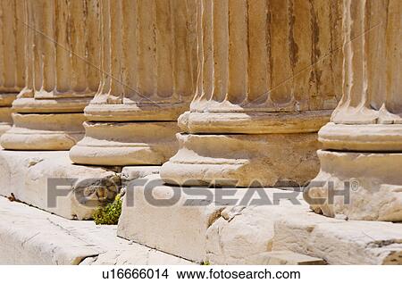 Picture - Greece, Athens, Acropolis, Doric columns of Propylaea. Fotosearch